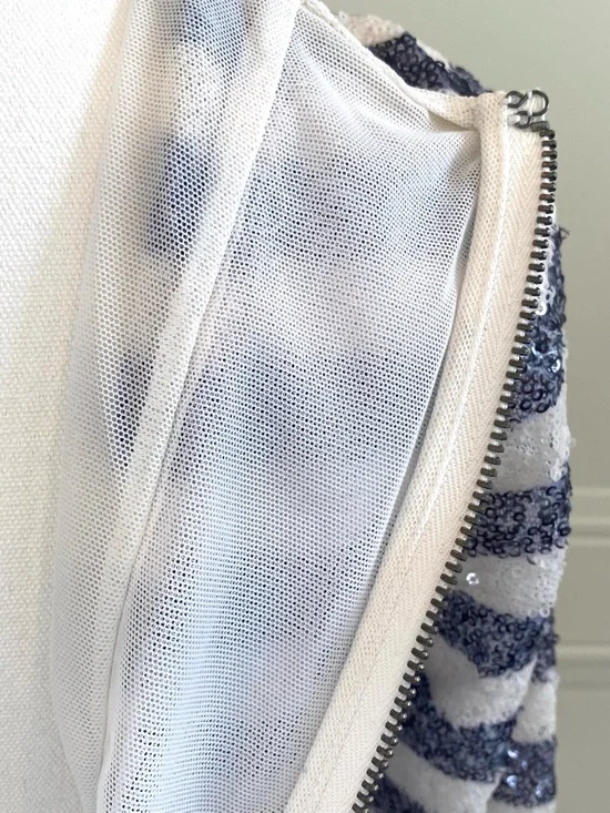 Alice + Olivia Navy & White Sequin Midi Dress NWT Size 6 Party Cocktail Wedding - Picture 9 of 11